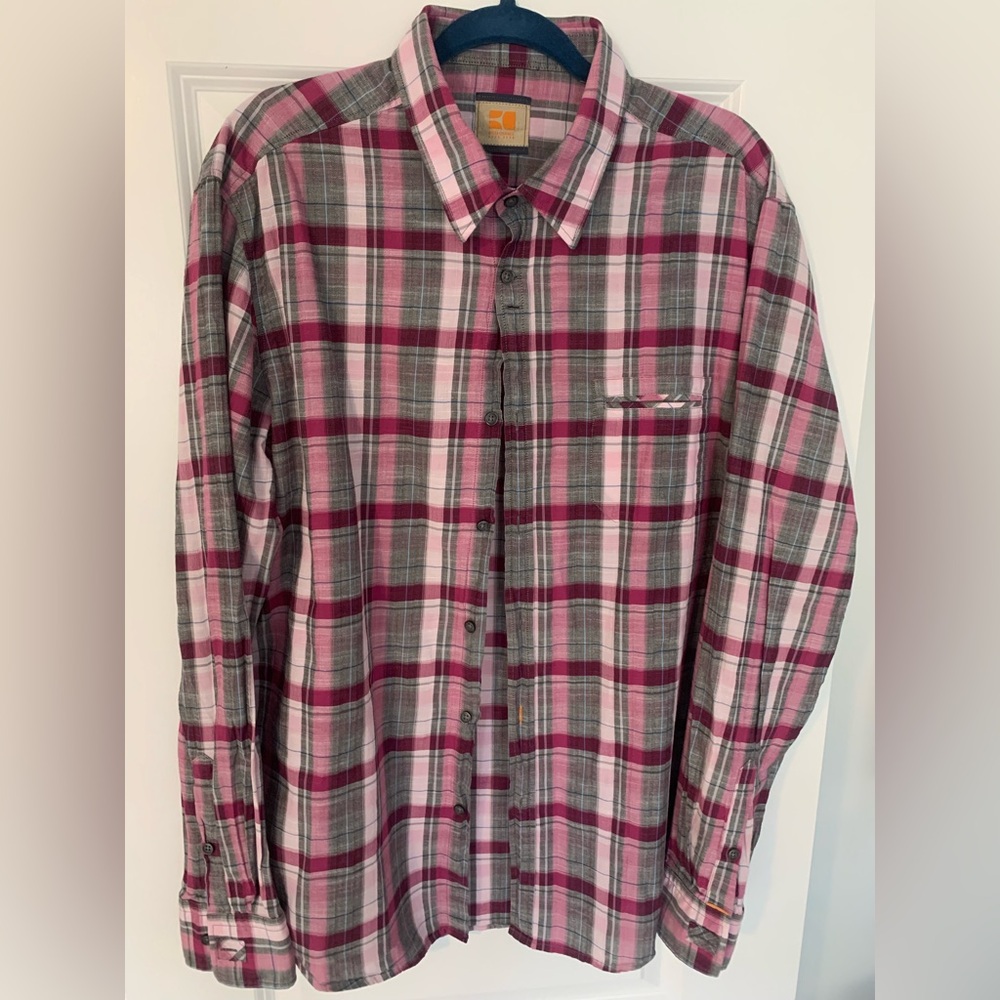 BOSS ORANGE | Dress Shirt | Pink / Grey Plaid Button Down Shirt XXL (fits L/XL)